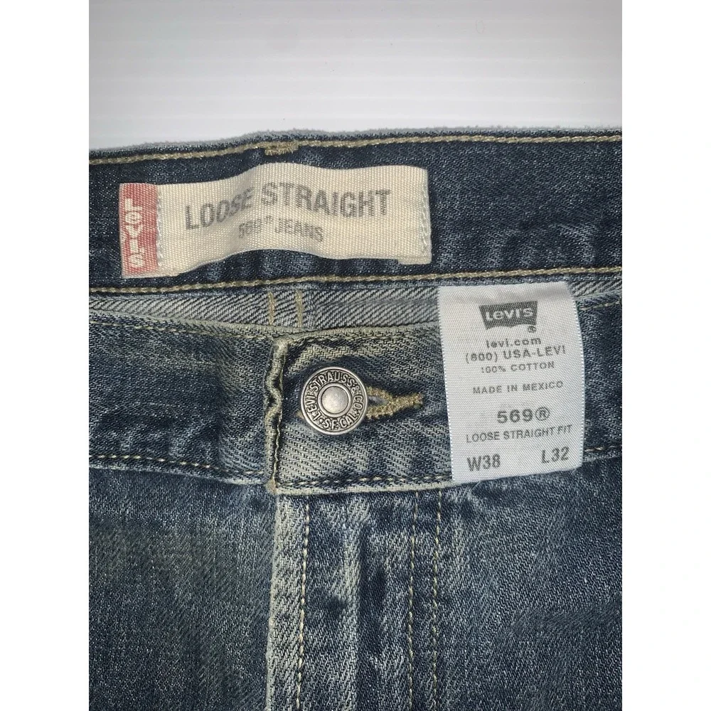 Levi's 569 Loose Straight Jeans Mens 38x32 Blue Y2K Denim Classic Medium Wash